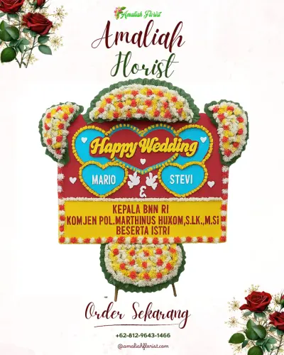 Karangan Papan Bunga Pernikahan di Cawitali